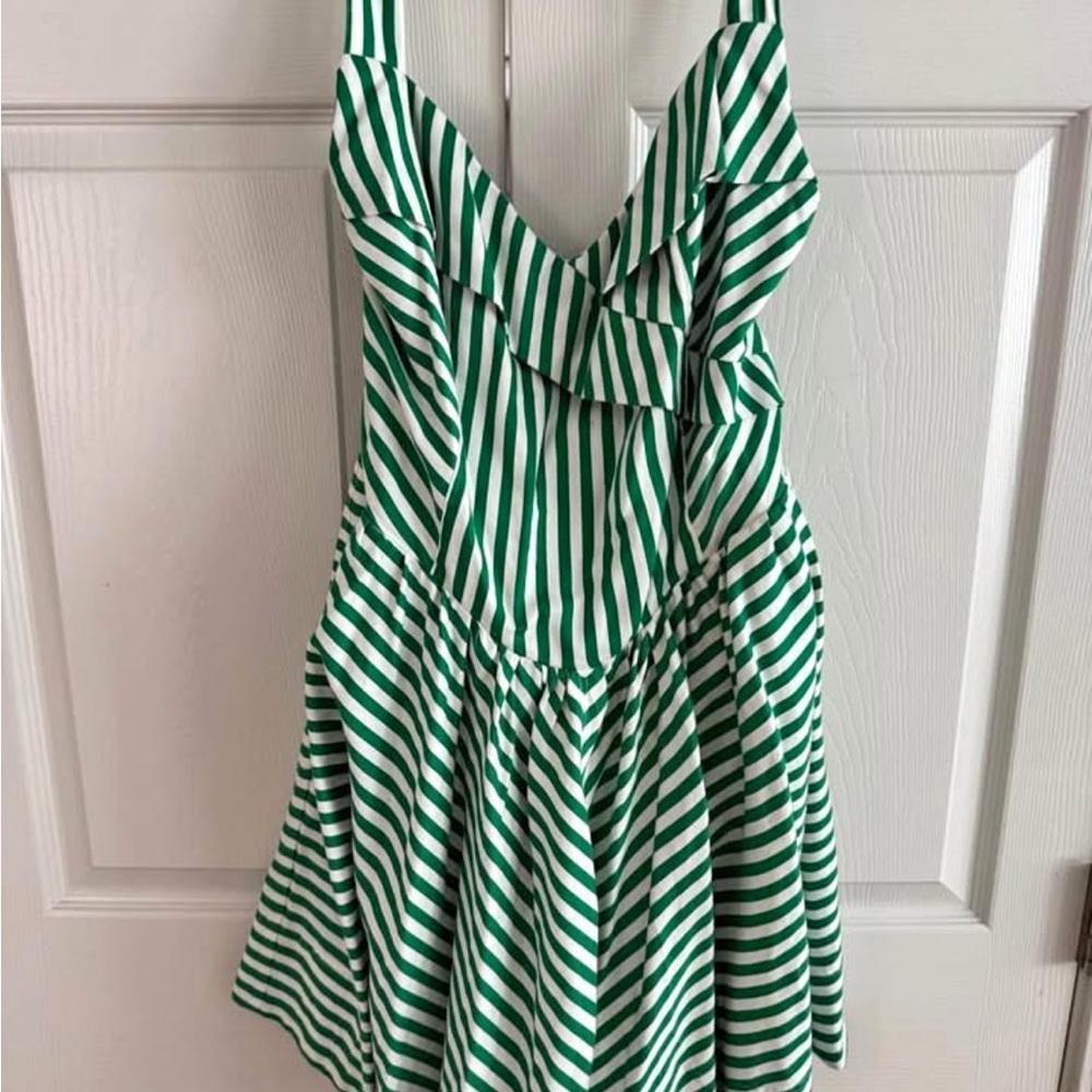 Maeve Green and White Striped Dress